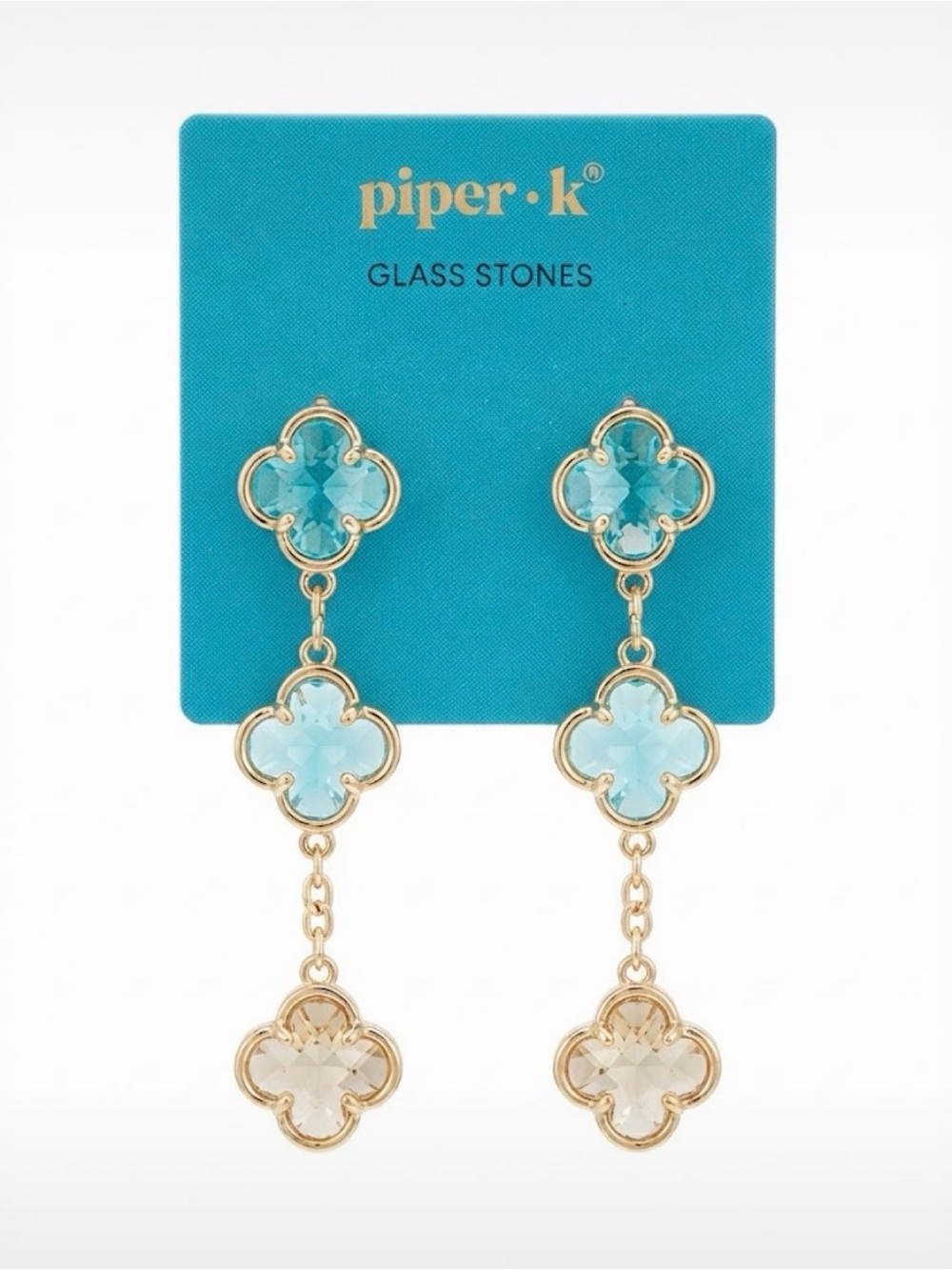 NWT ⚜️💎⚜️ Piper K Golden Tone Earrings with Glass Stones